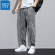 真维斯（Jeanswest）夏季冰丝薄款牛仔裤男士宽松束脚男裤哈伦裤天丝休闲九分裤子男 黑色 2XL