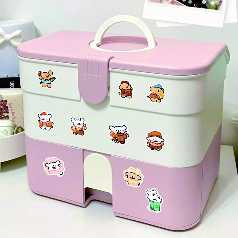 Cartoon line puppy stickers cute emoticon package stickers puppy mobile phone case computer suitcase decoration DIY hand account mobile phone stickers full set 50 pictures
