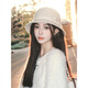 Qiao Meiting daughter style white Hepburn style small top hat big head circumference temperament fisherman hat women spring and summer French elegant basin hat trend white-one-byte woolen basin hat adjustable