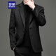 Romon Wool Suit Men's Autumn and Winter Business Traje informal de lana Single Western Coat Western Men's XF51 Black XL