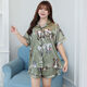 
Zhidou Dou women's pajamas summer fat girl plus fat plus size ice silk pajamas women's summer short-sleeved thin style plus fat extra size suit 15# ice silk double short b9926 single size XL