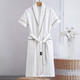 bebedog pure cotton waffle bathrobe medium-length yukata for women in spring, summer and autumn short-sleeved men's pajamas lapel couples home clothes white (for both men and women) L [170-180CM, 130-180Jin[Jin equals 0.5 kg]]