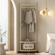 Wooden bottle corner clothes hanger floor-standing bedroom home clothes hanger corner clothes hanger simple clothes hanger light luxury coat rack cream white