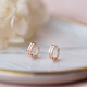 DL 1998 Fat Donglai same style 18k rose gold earrings, simple style, small earrings plated with mini circles, niche design, fashionable, rose gold, striped style 1 pair