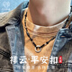 Zhizhen Yinlou 999 Pure Silver Necklace Men's Peace Buckle Pendant Agate Beads Birthday Gift Anniversary for Boyfriend and Husband Pure Silver Peace Buckle Agate Necklace Extended Chain