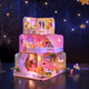 LEGO Building Compatible House 2025 Nuevo estilo ensamblado Villa Girl Princess Castle Castle Warm Regalo de juguete para niños Lindo Pet Cottage-Wangwang+Light [681 partículas]