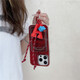 AOI también se aplica a la caja de teléfonos móviles Apple 16Promax Nueva bolsa de tarjeta con cordón con Lanyard iPhone 15 Women's 14 Red 13 [Bag Card Wine Red Love] + Bracelet iPhone 15