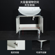 Conjunto de combinación de gabinete de baño de Toto LDSW753W Cerámica integrada de 75 cm Zhijie Cuenca Pequeña apartamento Tirando grifo (06-D) Gabinete de baño negro + grifo + gabinete de espejo de almacenamiento 75cm