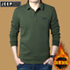 JEEP SPIRIT2025 Autumn and Winter Lapel Long Sleeve Velvet T-shirt Men's Slim Large Size Thickened Warm Polo T-shirt Top Army Green 3XL 185Jin Jin equals 0.5kg -200Jin Jin equals 0.5kg About