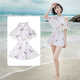 XMXT swimsuit ladies 2023 new one-piece dress style fashion conservative Korean style slimming and hiding sexy hot spring swimsuit 13603 blue 2XL (recommended 128-150Jin [Jin equals 0.5 kg])
