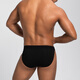Asianbum men's mid-waist cotton underwear simple breathable solid color sexy high-cut hip-covering triangle T-pants black XL