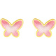 Saturday Fortune 18K Gold Earrings for Women Pink Butterfly Earrings Colorful Gold Earrings Birthday Gift C0914119 Pair