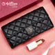 Goldlion long wallet for women 2025 new style cowhide clutch bag for girls with multiple card slots genuine leather light luxury ladies handbag high-end black FA021919-111