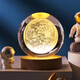 Yunya Starry Sky Astronaut 3D Internally Carved White Crystal Ball Luminous Base Night Light Creative Glass Ball Ornaments for Boys and Girls Solar System 6cm + Warm Light Base Color Box