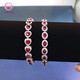 Huazhu New Ruby Bracelet Light Luxury Exquisite Pigeon Blood Ruby Bracelet Silver Plated 18K Gold Gift for Wife, Girlfriend, Best Friend 15.8cm