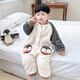 Papi Monkey Boys Sleeping Bag Coral Fleece Winter Thickened Baby Anti-Kick Quilt Autumn and Winter Flannel Children's Pajamas Winter Gray Double Layer Thickened Size 110 Recommended for 3-4 years old (height around 100)