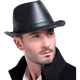Fadaishan spring and autumn genuine leather hat men's sheepskin jazz hat British big brim gentleman hat winter middle-aged and elderly leather hat trendy hat black 59--60
