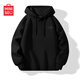 MINISO hooded sweatshirt men's heavyweight loose spring and autumn casual high-end youth trendy jacket black L