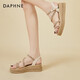 
Daphne wedge sandals for women soft sole comfortable thick sole sponge cake shoes for women fashionable cowhide lightweight and versatile height-enhancing women's shoes 4622303017 Beige 38