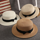 Anzhishang Korean style straw hat for women summer British retro flat top small fresh top hat sun protection beach hat travel trendy summer beige