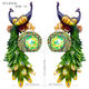 Yaotian Southeast Asia Peacock Wall Lamp French Pastoral Bedside Bedside Lamp Lobby Bar Lamp European Living Room Background Wall Lamp Double Peacock Painted + Pair of Green Glass Lampshades + LED Light