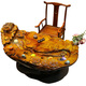 Shitingfang Golden Seide Nanmu Tee Tisch Golden Seide Nanmu Tea Tisch Golden Seiden Nanmu Wurzelschnitzte Tee Tisch Baum Wurzel Tee Tisch Ganzes Massivholz 19 MH9272