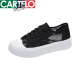 卡帝乐鳄鱼（CARTELO）2025年夏季新品网面网鞋夏款小白女鞋帆布鞋薄款百搭春秋透气板鞋 9902黑色 36