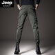Jeep Spirit2024 Frühlings- und Herbst-neue Arbeithosen Herrenmarke Multi-Tocket Dicked Retro Casual Herrenhosen Schlanke Legginghosen 691 Black 29