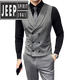 JEEP SPIRIT herringbone suit vest suit men's casual business formal elastic vest British handsome work clothes gray single vest + bow tie M 48