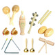 Chenzhiche Kindergärtner Log Orff Percussion Instrument Set Kinderspielzeug berühren Glocken Ringbrett Sand Hammer Hand Drum Doppelring Bullenblock 4-teiliger + Aufbewahrungstasche