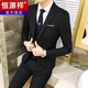 Hengyuanxiang suit men's three-piece business formal suit professional suit groomsmen groomsmen wedding dress spring L 105-120 Jin Jin equals 0.5 kg light gray (suit + trousers)