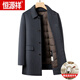Hengyuanxiang high-end woolen woolen coat for men, medium-length, thickened dad's down liner, removable middle-aged and elderly coat, dark gray XL