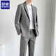 ROMON high-end casual suit suit for men in spring and autumn, loose and loose Korean style, handsome, mature style, trendy suit jacket, khaki three-piece suit, suit + pants + T-shirt XL