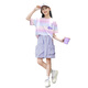 Pitt Pitt Girls Manga corta Summer Children 2025 Nuevo ropa deportiva de secado rápido Ropa para niños de dos piezas de dos piezas 10 años 9852 Color de gradiente + 18442 pantalones morados 170 cm