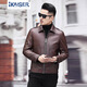 
KAISER's new Haining genuine leather jacket men's top layer goatskin slim-fitting thin leather jacket motorcycle lapel jacket brown red brown L