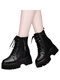 Woodpecker Broken Size Women's Leather Shoes New True Soft Leather Martin Boots All-matched Inner High-Enhanced Shoes Small Thick Sole Black (Single) 36