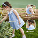 
ASK JUNIOR girls' vest dress summer thin children's petal collar plaid casual sleeveless dress blue 90