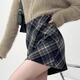 Yi Xin woolen skirt women's skirt short skirt plaid skirt A-line hip skirt high waist small person high-end 2025 new style blue gray plaid skirt L Recommended weight is about 110-125 Jin Jin is equal to 0.5 kg