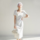 Fan Silan French square neck temperament small white skirt for women in summer 2024 new dress dress 24FS12041 white M