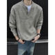 Shelley Jones American handsome Henry collar sweater men's 2024 new autumn and winter lazy style high-end knitted sweater jacket black XL recommended 125-145Jin Jin equals 0.5 kg