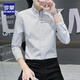 Romon (Romon) Autumn and Winter New Men's Camisa para hombres Camisa de manga larga Slim Spring y Autumn Slim Youth Classic Versatile Free Iron 829 más Fleece Black Plus Fleece Engrosado XL Recomendado 125-140 Jin [Jin equivale a 0.5 kg]