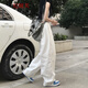 Ihr Stil japanischer Retro-Stil Straight Wide-Big-Hosen für Frauen 2022 New Spring und Herbst lose personalisierte Arbeithosen Casual Länge 691# White XL Code [110-125jin [Jin gleich 0,5 kg]]