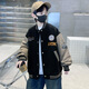 Children's coat baseball jacket thick velvet boys spring autumn winter 2024 new medium and large children's clothing boy jacket top wj-01-black-velvet thickened 160