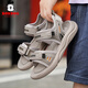 BOBDOG boys' shoes, children's sandals, summer style, boys' fashionable Velcro open-toe sandals, non-slip, lightweight beach shoes, trendy TS6004 light brown 27, inner length 17cm