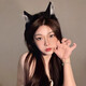 Man Sheng Cat Ears Headband Hairband Cute Plush Hair Accessories Dress Up Hairpin Valentine's Day Animal Ear Hairpin Lolita Headband Black and White Cat Girl Hairband