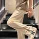 Pantalones casuales de niebla Pantalones casuales Men's Spring y Autumn American High Street Slit Pantalones Pantalones de seda de hielo al aire libre Pantalones rectos sueltos MF-2307 Negro XL (recomendado 130-140Jin [Jin iguala 0.5 kg])