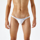 Silky, translucent, oily, silky, super low-waisted men's thong t-pants, sexy and interesting, white M