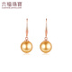 Lukfook Jewelry 18K gold glossy moon seawater pearl earrings gift earrings G04DSKE0033R total weight 2.72 grams