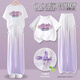 Pitt Pitt Girls Summer Set Dopamine 2025 New Children's Big's Children's Children's Style Summer Two-Piece Set Fashion Summent Casual 15117 Gradient Purple + 9922 White 130 cm