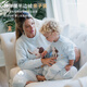 White wheat boys 2024 autumn and winter new parent-child suit baby girl home clothes one-piece clothing mother-in-law suit (children's style) 80 (shoulder button)